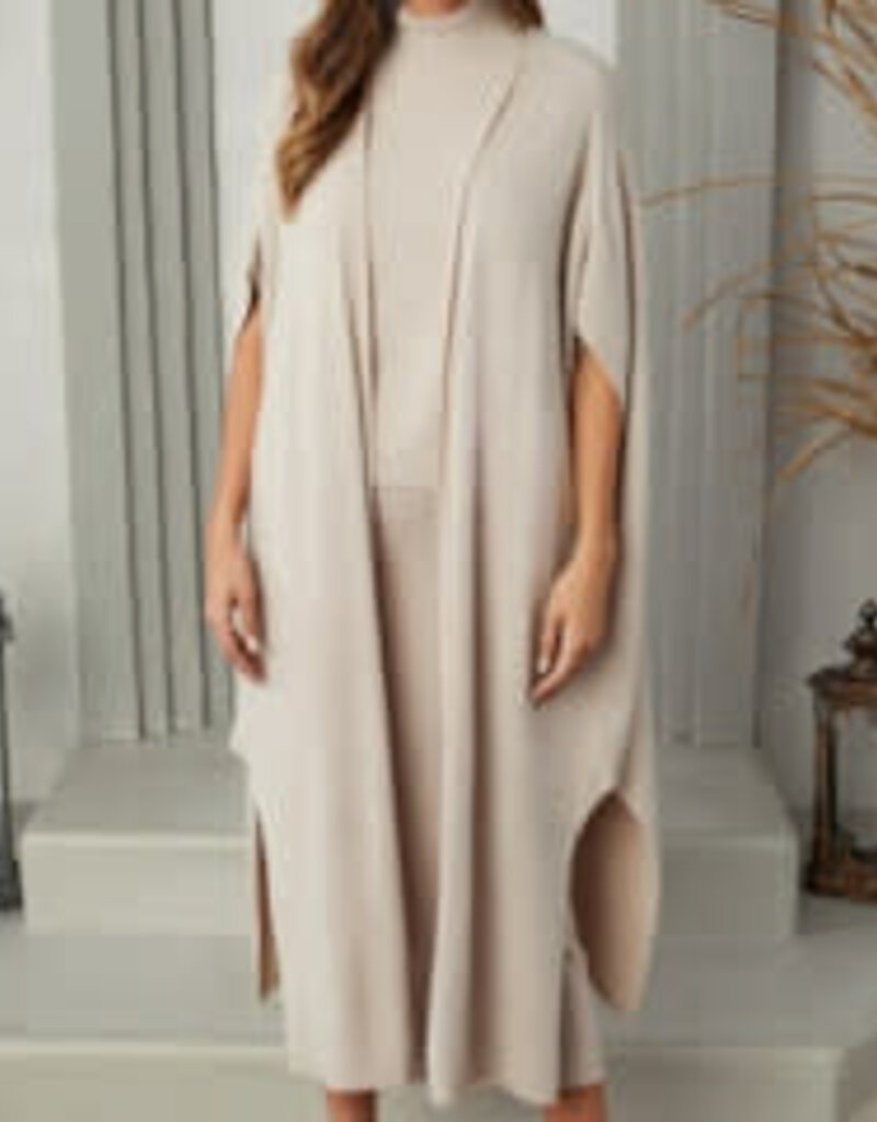 Milio Milano Milio Milano Italian Knit Drop Shoulder Open Long Cardigan Earth Beige