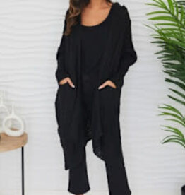 Milio Milano Milio Milano Cable Knit Mid Length Cardeigan Black