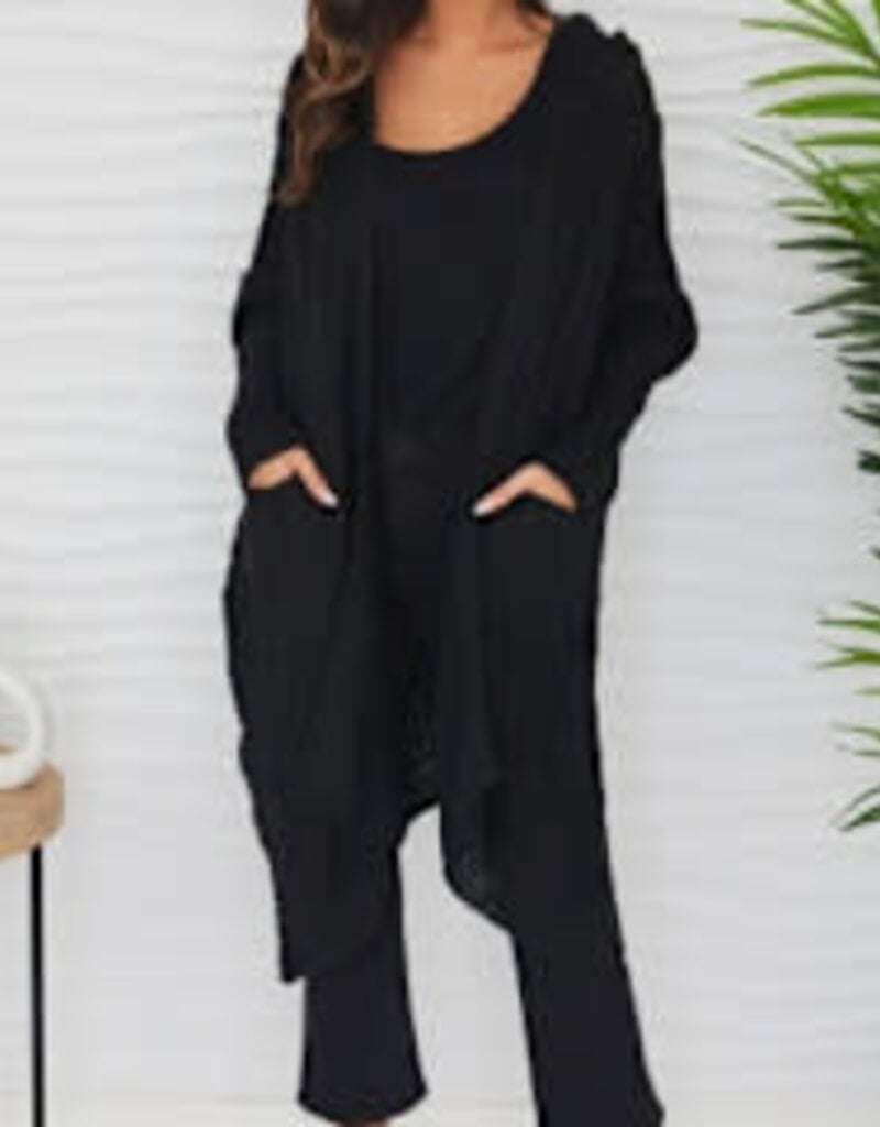 Milio Milano Milio Milano Cable Knit Mid Length Cardeigan Black