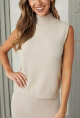 Milio Milano Milio Milano Ultra Soft Mock Neck Knit Vest Earth Beige