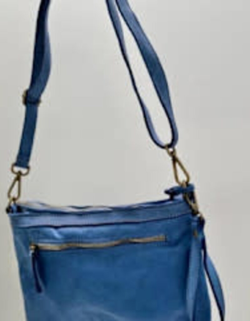 Milio Milano Milio Milano Distressed Adjustable Crossbody Bag Denim Blue