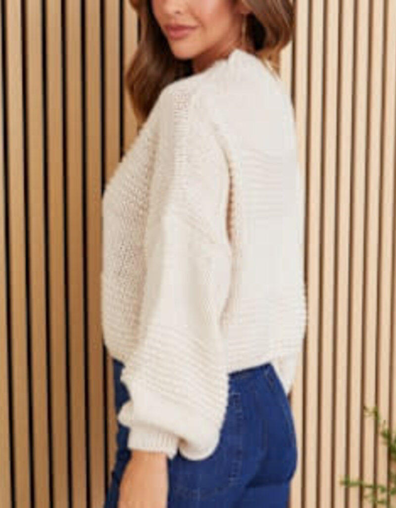 Milio Milano Milio Milano Cropped Mock Neck L/S Chunky Sweater Oatmeal