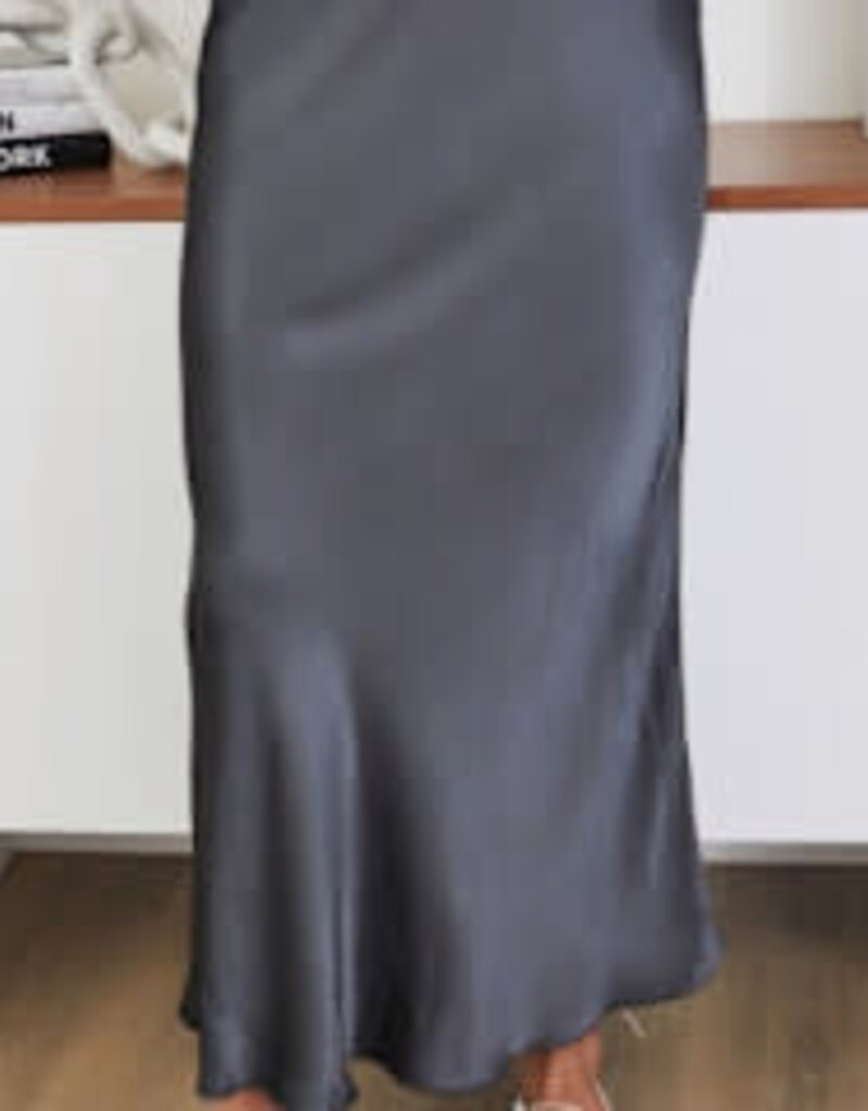 Milio Milano Milio Milano Silky/Viscose/Rayon Slip Skirt Charcoal