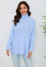 Milio Milano Milio Milano Italian Knit Casual Fit Turtleneck Top Sky Blue