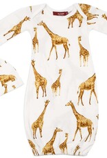 Milkbarn Milkbarn Bamboo NB Gown & Hat Set Orange Giraffe