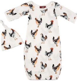 Milkbarn Milkbarn Organic NB Gown & Hat Chicken