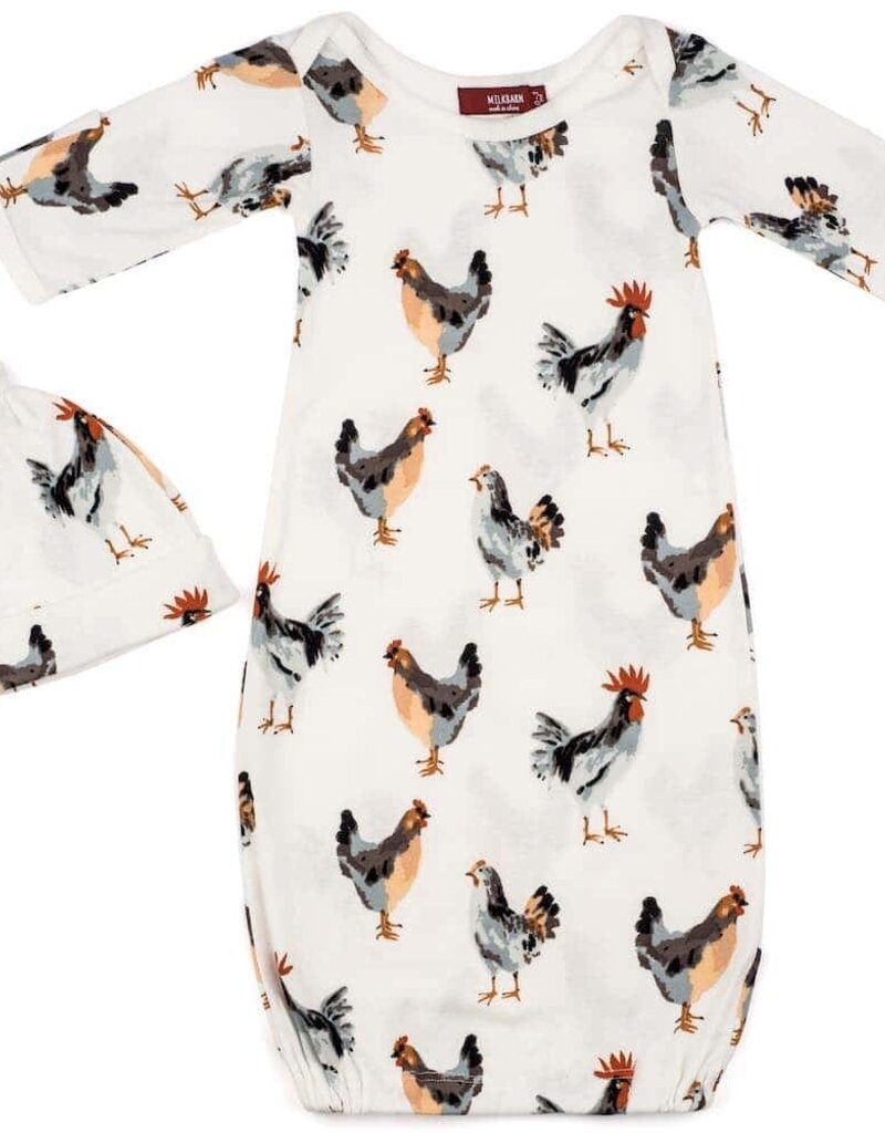 Milkbarn Milkbarn Organic NB Gown & Hat Chicken