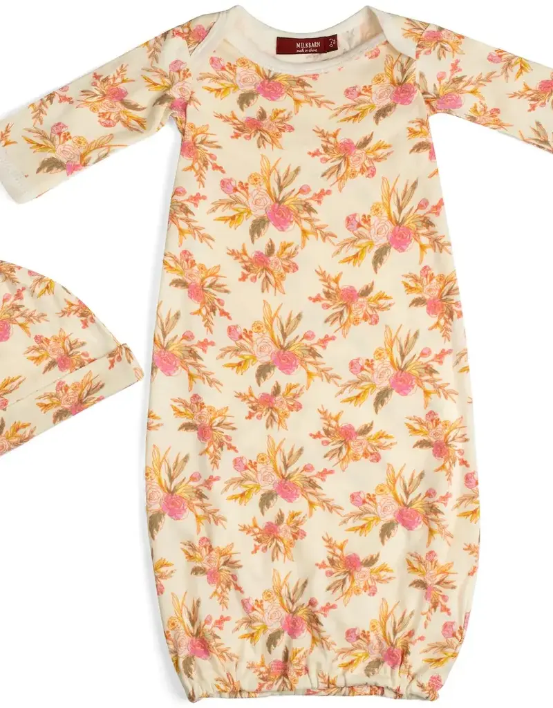 Milkbarn Milkbarn Organic NB Gown & Hat Vintage Floral