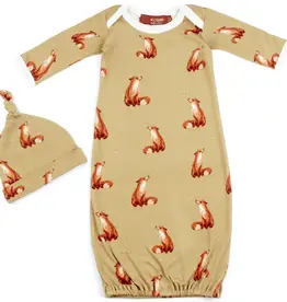 Milkbarn Milkbarn Organic NB Gown & Hat Gold Fox
