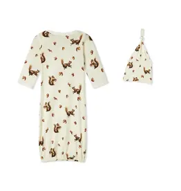 Milkbarn Milkbarn Luxe Stretch NB Gown & Hat Chipmunk