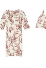 Milkbarn Milkbarn Cotton Stretch NB Gown & Hat Set Winterberry
