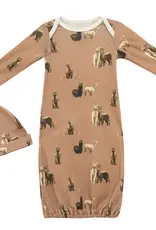 Milkbarn Milkbarn Organic Cotton NB Gown & Hat Alpaca