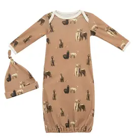 Milkbarn Milkbarn Organic Cotton NB Gown & Hat Alpaca