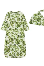 Milkbarn Milkbarn Cotton Stretch NB Gown & Hat Island Leaf