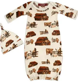 Milkbarn Milkbarn Organic NB Gown & Hat Homestead