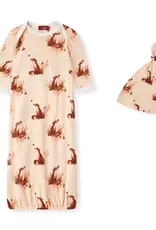 Milkbarn Milkbarn Organic NB Gown & Hat Floral Fox