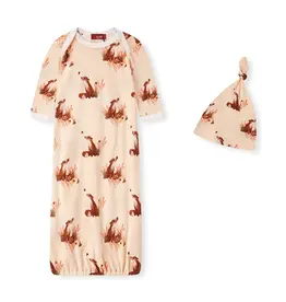 Milkbarn Milkbarn Organic NB Gown & Hat Floral Fox