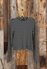 Project Social T Project Social T Lipson Striped L/S Turtleneck BLK/Ivory