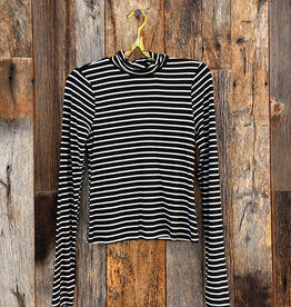 Project Social T Project Social T Lipson Striped L/S Turtleneck BLK/Ivory