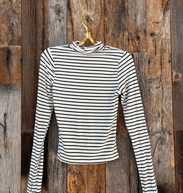 Project Social T Project Social T Lipson Striped L/S Turtleneck Ivory/BLK