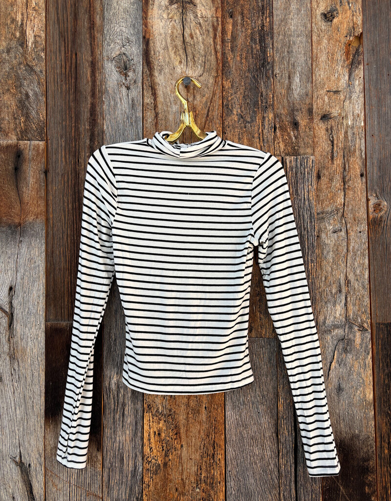 Project Social T Project Social T Lipson Striped L/S Turtleneck Ivory/BLK