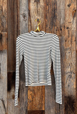 Project Social T Project Social T Lipson Striped L/S Turtleneck Ivory/BLK