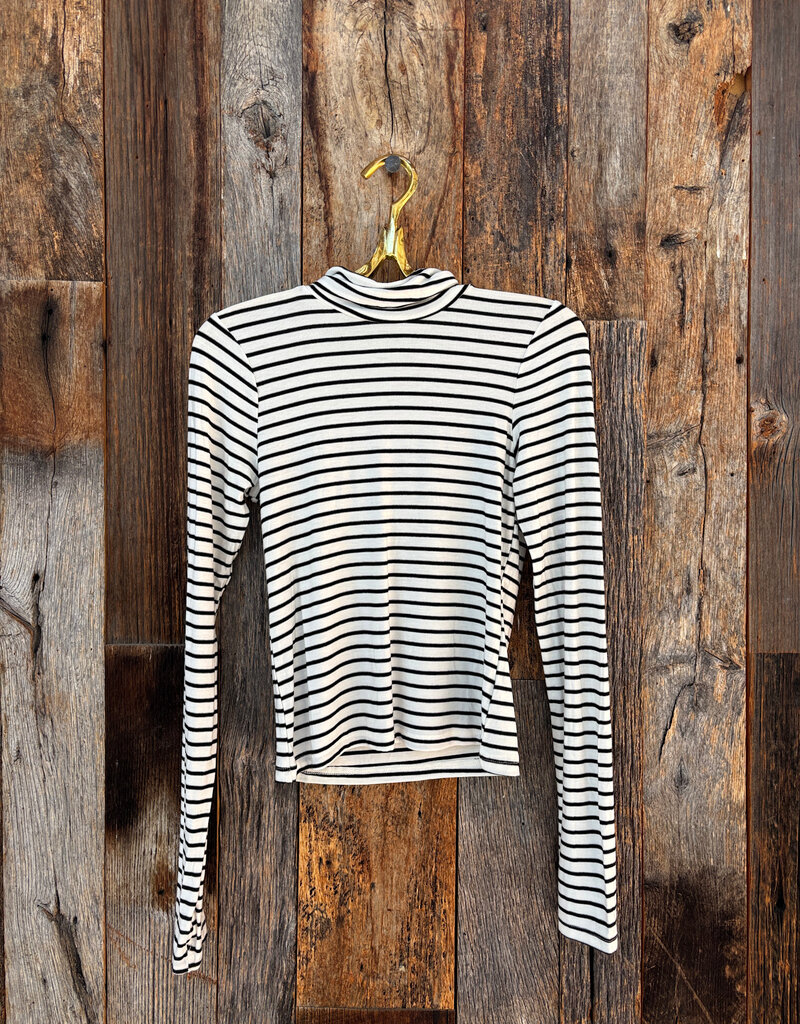 Project Social T Project Social T Lipson Striped L/S Turtleneck Ivory/BLK
