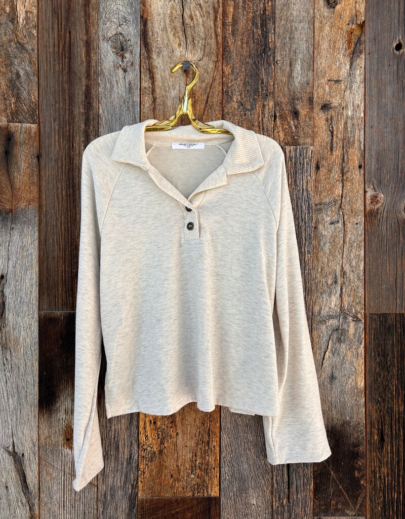 Project Social T Project Social T Enzo Collared Henley Oatmeal