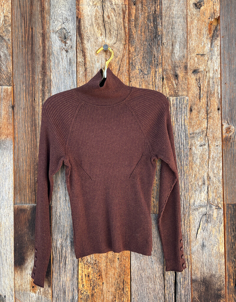 Lilla P Lilla P Slim Rib Turtleneck Java