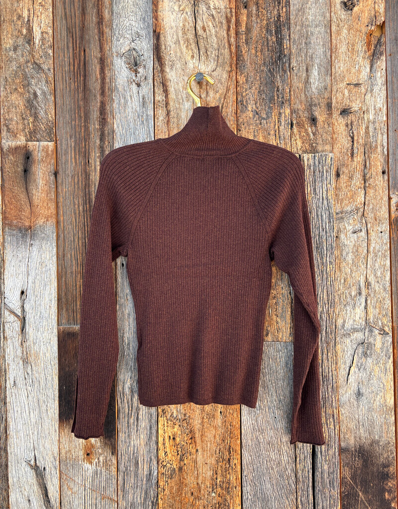 Lilla P Lilla P Slim Rib Turtleneck Java