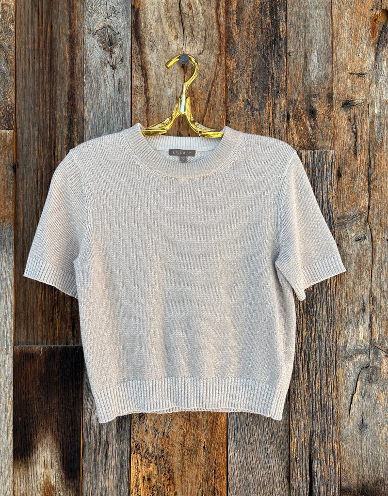 Lilla P Lilla P Short Sleeve Sparkle Sweater Mist Sparkle