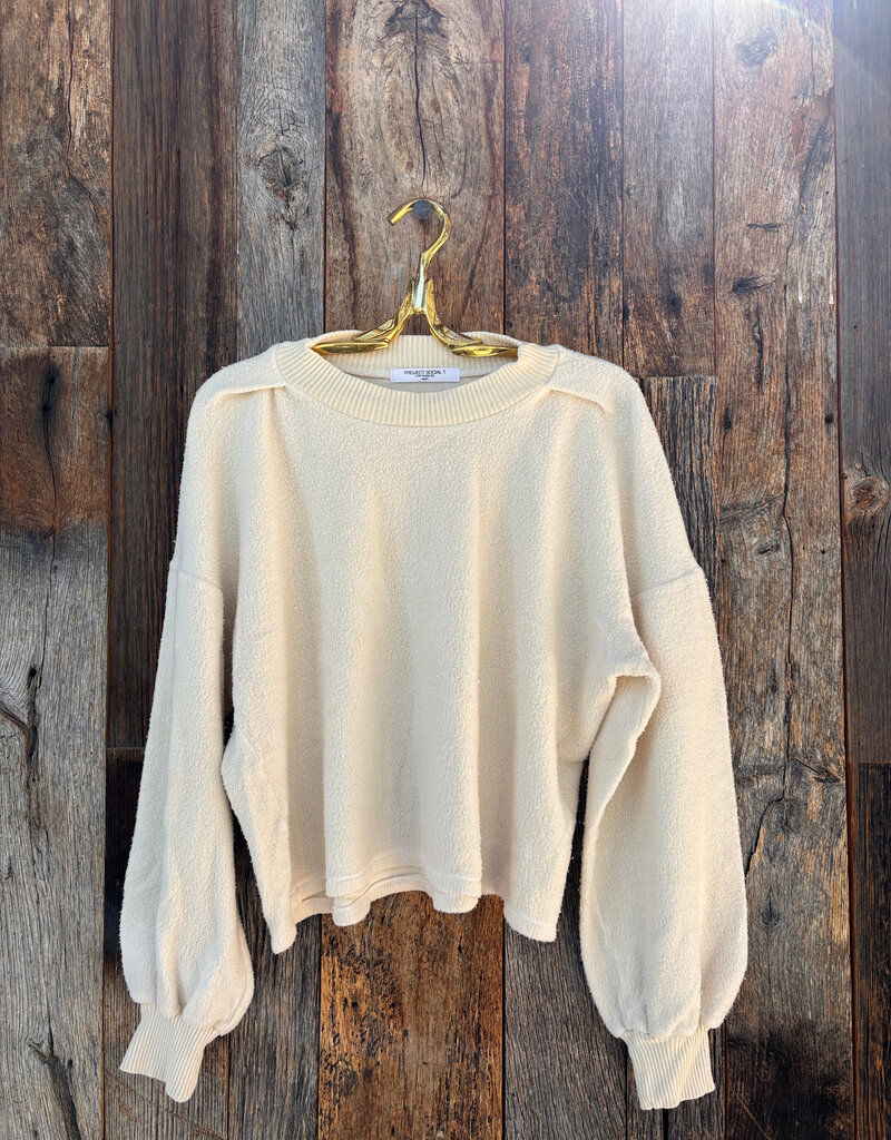 Project Social T Project Social T Time After Time Sherpa Mock Neck Sweatshirt Cream