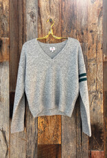 Sundry Lucky 7 V-Neck Intarsia Sweater Heather Grey