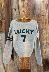 Sundry Lucky 7 V-Neck Intarsia Sweater Heather Grey