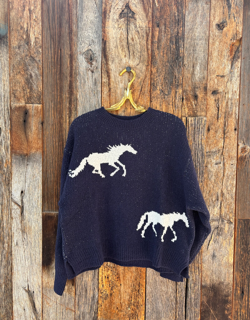 Margaret O'Leary Margaret O'Leary Horse Sweater Navy/Ivory