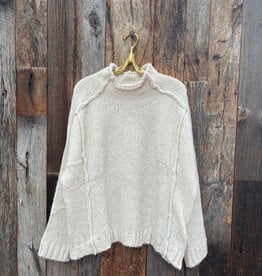 Milio Milano Milio Milano Mock Neck L/S Sweater w/ Front Stitch Detail Oatmeal