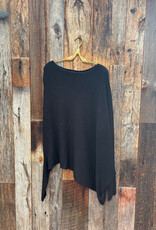 Milio Milano Milio Milano Italian Knit Checkered Sleeve Asymmetrical Sweater Black Noir