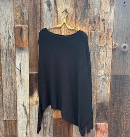 Milio Milano Milio Milano Italian Knit Checkered Sleeve Asymmetrical Sweater Black Noir