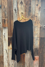 Milio Milano Milio Milano Italian Knit Checkered Sleeve Asymmetrical Sweater Black Noir