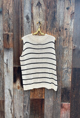 Milio Milano Milio Milano Striped Sleeveless Crew Neck Knit Top Beige/Black