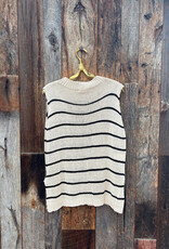 Milio Milano Milio Milano Striped Sleeveless Crew Neck Knit Top Beige/Black