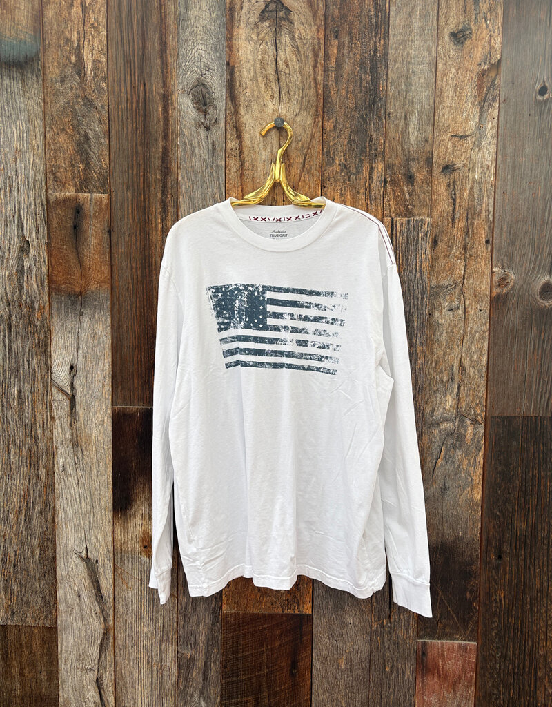 True Grit True Grit American Flag L/S Tee White