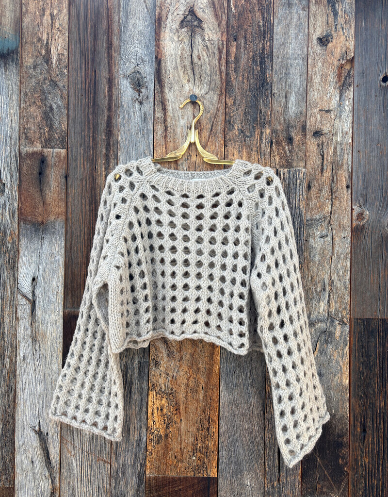 Milio Milano Milio Milano Cropped Open Knit Fuzzy Sweater Beige