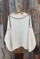 Milio Milano Milio Milano Crochet Mock Neck Knit Sweater Beige/Camel