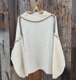 Milio Milano Milio Milano Crochet Mock Neck Knit Sweater Beige/Camel