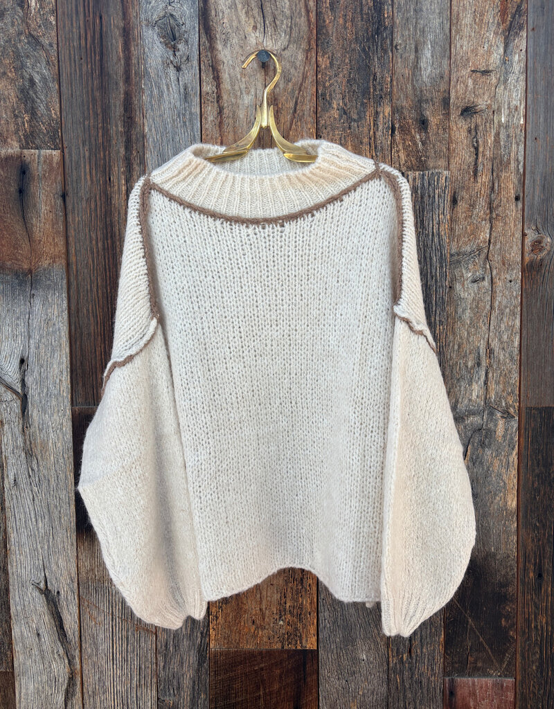 Milio Milano Milio Milano Crochet Mock Neck Knit Sweater Beige/Camel