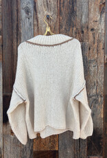 Milio Milano Milio Milano Crochet Mock Neck Knit Sweater Beige/Camel