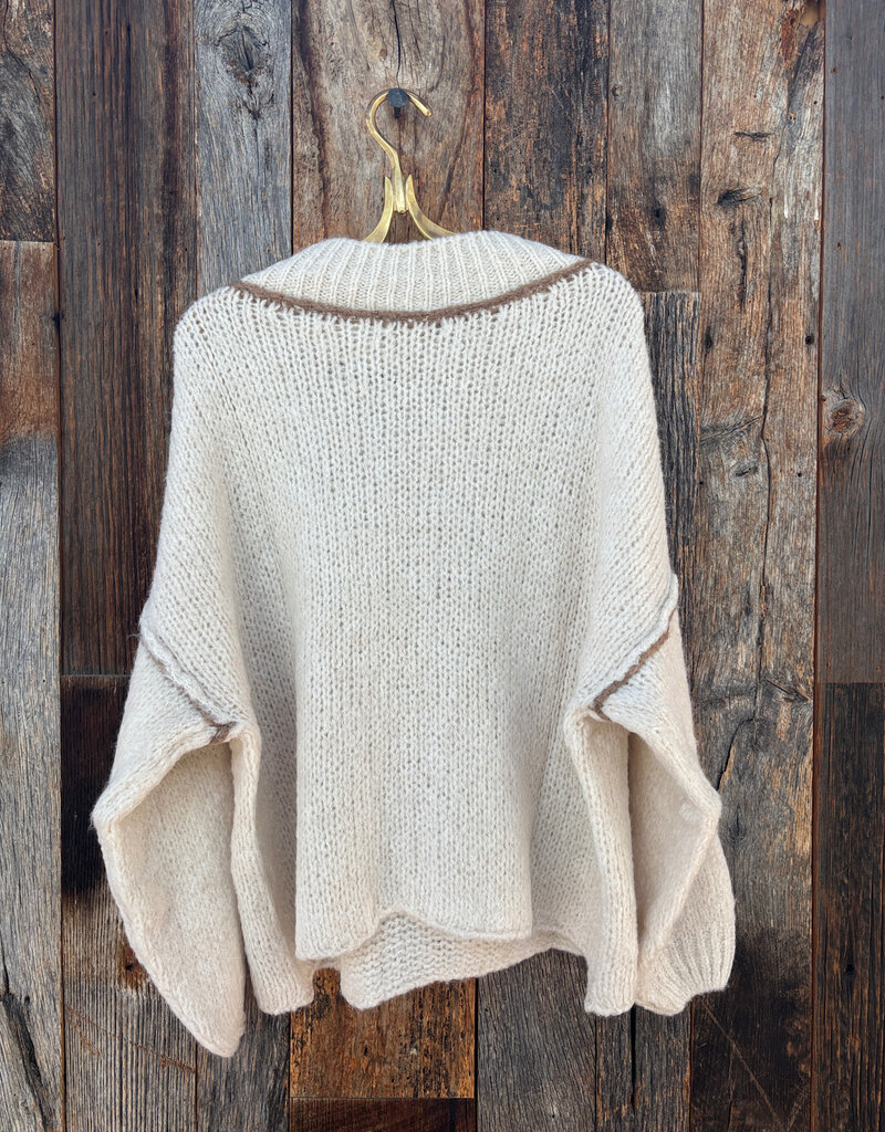 Milio Milano Milio Milano Crochet Mock Neck Knit Sweater Beige/Camel