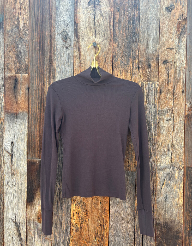 Perfect White Tee Luxe Rib Turtle Neck Cocoa Powder