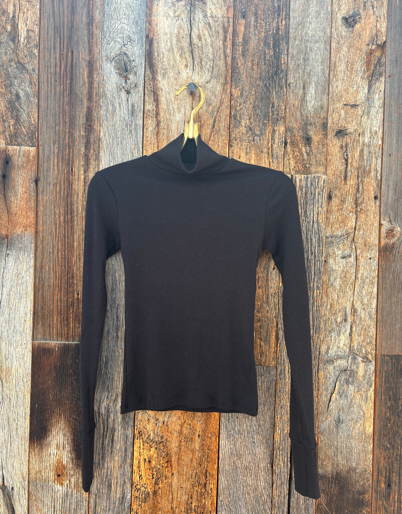Perfect White Tee Luxe Rib Turtle Neck Black